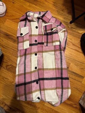 Pink Plaid Button-Up Shacket